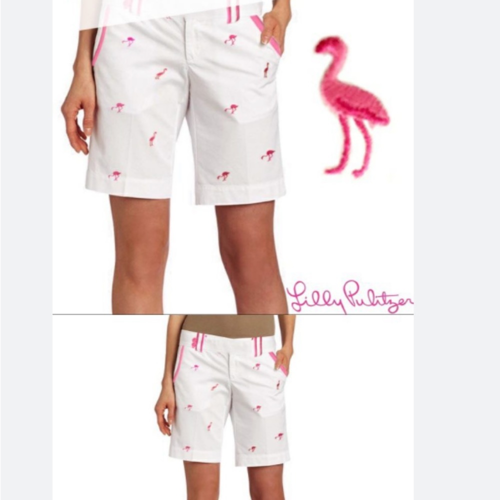 Lily Pulitzer white pink flamingo shorts 2